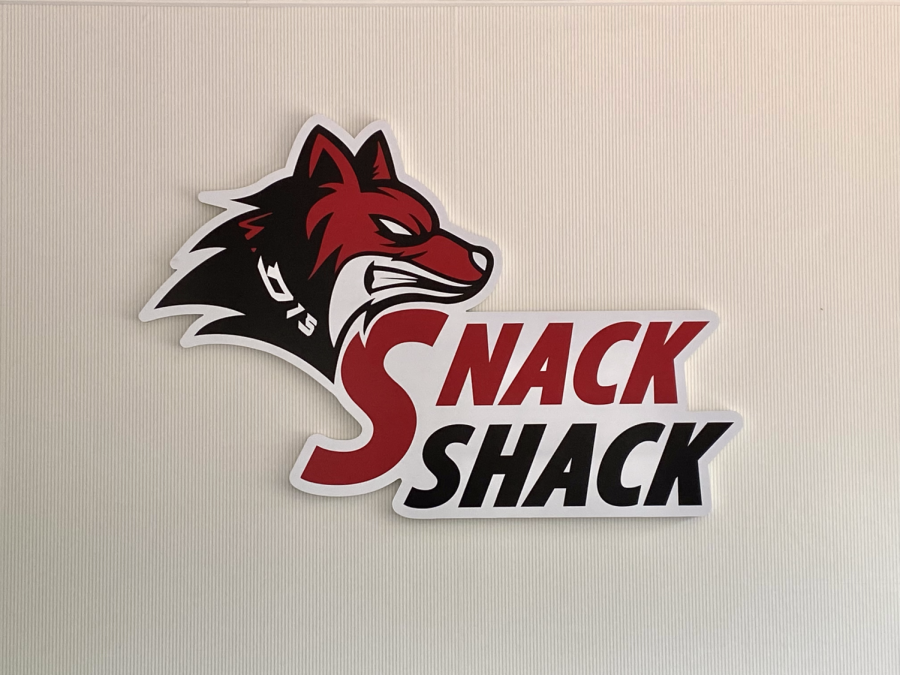 Students voted on Snack Shack as the official name of the campus store, then Mr. Bae ordered a custom-designed logo to hang inside. Photo by Sarah Lee.