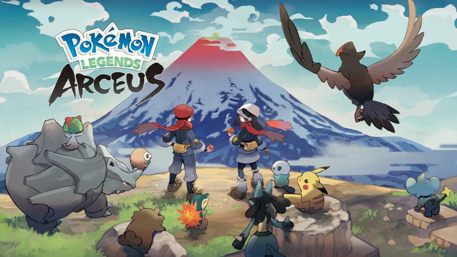 The cover for Arceus teases the gameplay and open-world map. Courtesy of Gamefreak.