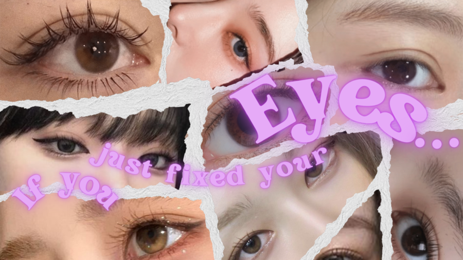눈만 고치면 예쁠 것 같은데... (If you just fixed your eyes, you would be prettier...) is a common saying between those that glorify double eyelid surgery in Korea. Graphic by Ava Cho and Jade Lee.