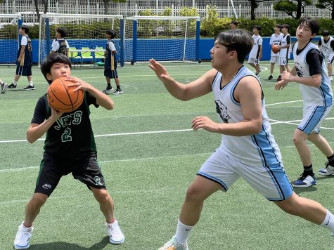 Jacob eyes the hoop as he chucks the ball up for a two pointer. Photo by Juan Cortez.