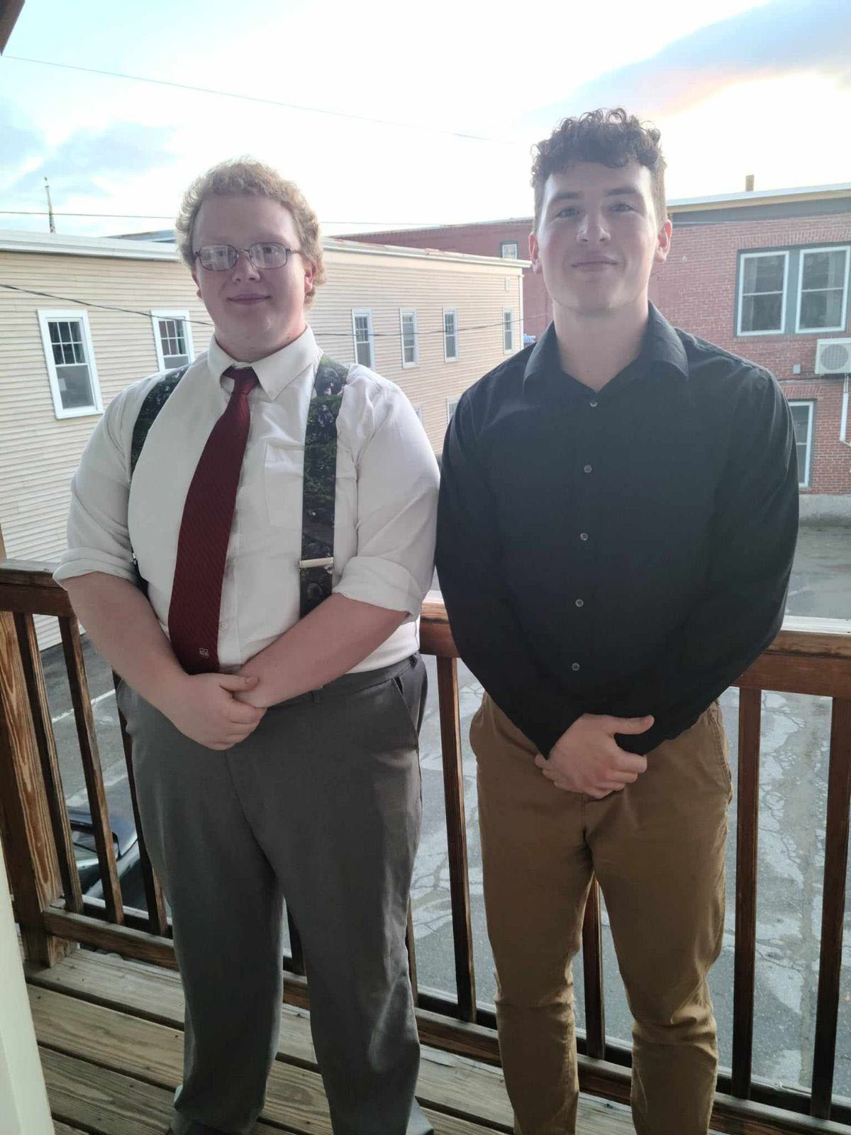 Mr. Mayo takes part in Sigma Tau Delta, the English Honor Society, with his dorm roommate. The trusty suspenders finish his slick style. Photo courtesy of Mr. Mayo. 