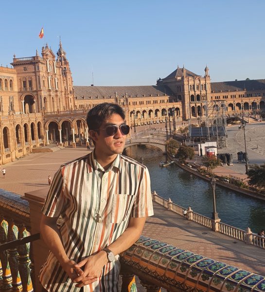 Pawan basks in the sunlight on his first family trip in Spain. Photo courtesy of Pawan Kim.