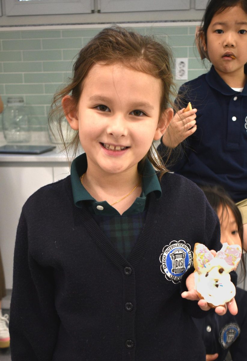 Jiah Lipsky in 2nd grade expresses her love for fuzzy creatures through her bunny-shaped cookies. Each features a white chocolate fur coat and chocolate eyes. 