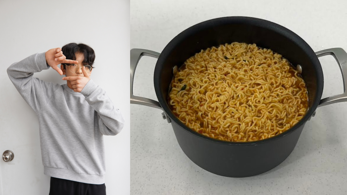A pot of Ramen comes to a gentle boil, stemming from Josh’s special recipe. The ramen embodies the essence of minimalism, delivering a soulful dish in just a few minutes from the dorm kitchen.