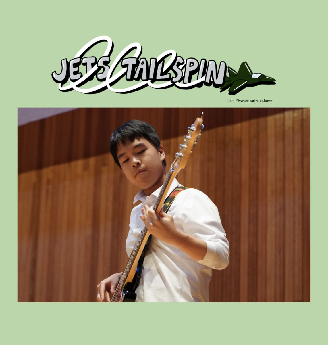 Jets Tailspin: Rock Band Bassist forgets to plug in at assembly, no one notices