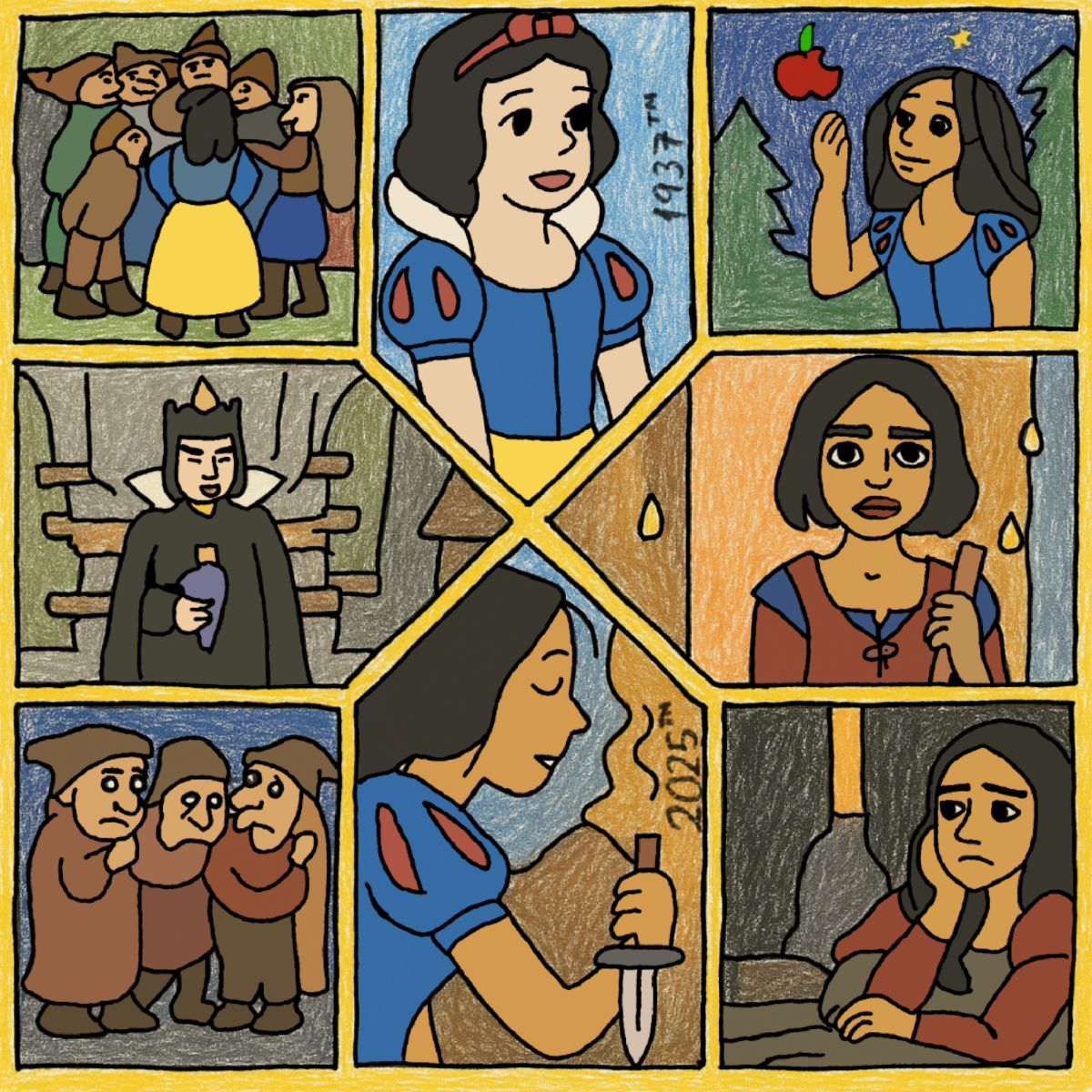 "Snow White" (2025) dulls down the nostalgia of the original with strange CGI dwarfs, a stiffer Evil Queen, and a power-starved princess. The film fell flat in a futile attempt to earn brownie points. 