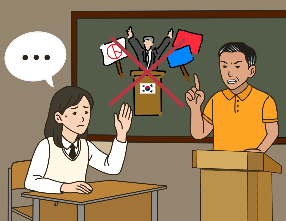 Taught the values of free speech, but punished for using it, students find themselves silenced in the very institutions meant to empower them. This carries over to adulthood, creating a meek, silent population.