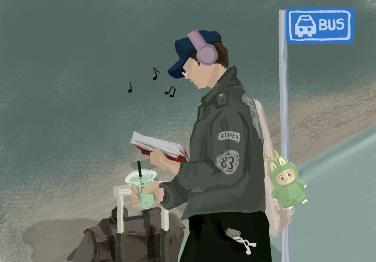 A gen Z-er strolls down the street, matcha in one hand and a book he barely reads in the other. The tangled wire earphones in his pocket signal analog authenticity that contradicts the wireless headphones on his crown, as though everything is calculated for the aesthetic.