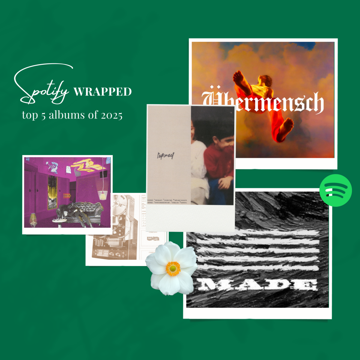 These top five albums in the Spotify Wrapped reflect my life in 2025. Every song, chord, lyric, melody, and instrumentation holds a memory. 