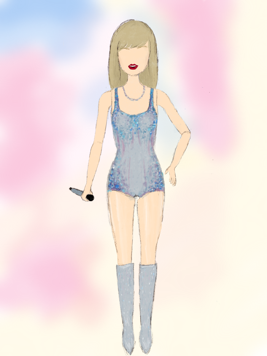 A doll resembling Taylor Swift stands shiny and plastic, symbolizing the empty pretension that lingers throughout the album. Inspired by the lyrics on “Actually Romantic.”