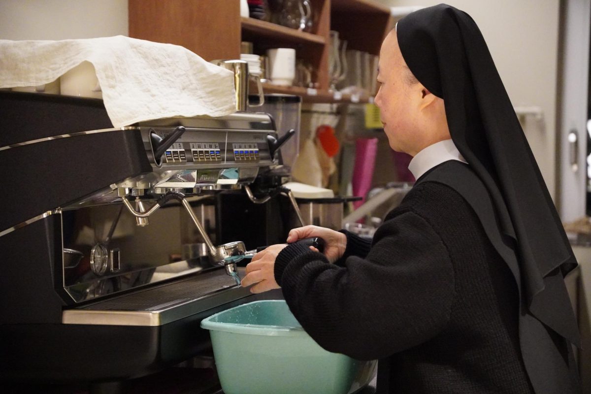 At Cafe Benein, sustainability takes the form of Catholic stewardship, restraint, and coexistence. A nutty scent fills the air as Sister Mary Paul tamps fresh beans in the espresso machines. Small changes waft into our routines as the cafe removes guilt and urgency from sustainable living.