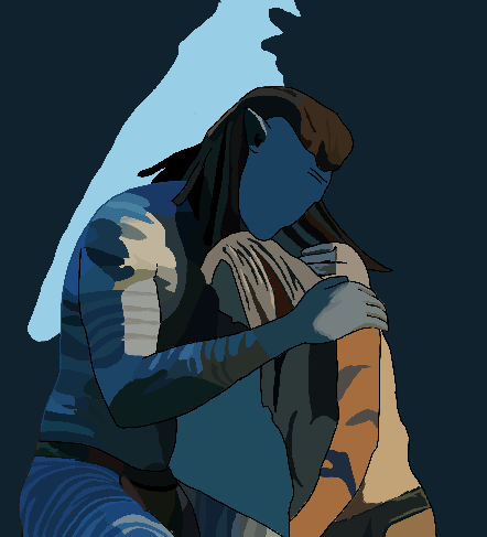 Jake hugs Spider after he makes the decision to spare his life. Spider finds peace in Jake's arms, with fear and resentment all gone in the moment. 