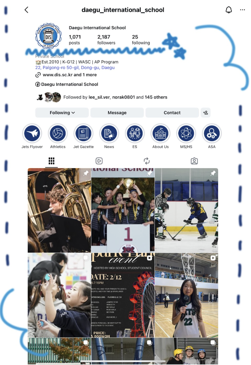 The administration streamlines all social media posts through the official school instagram account. In charge of the channel, Mrs. Katie Kim ensures that all content aligns with the school's image.