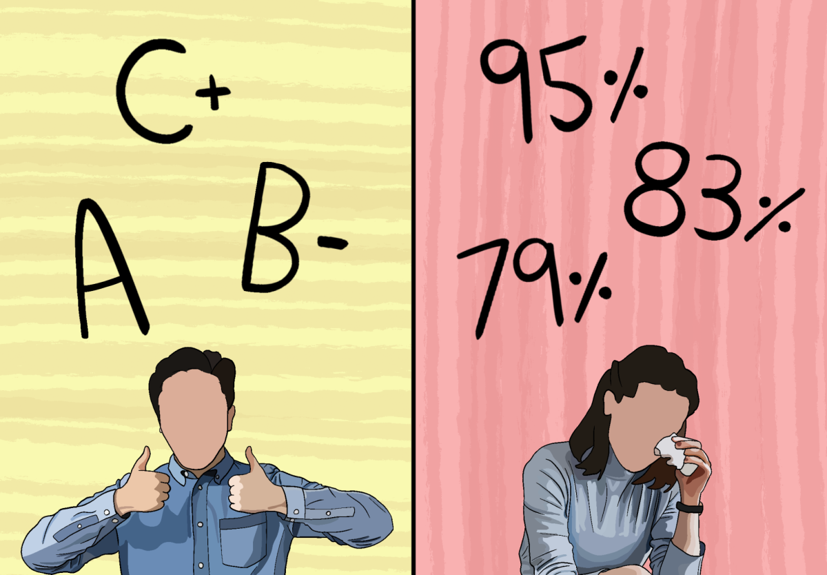 The alpha mark scale, unlike the traditional 100-point system, allows students to take fewer retakes, experience less academic pressure, and devote more time to extracurricular activities. 