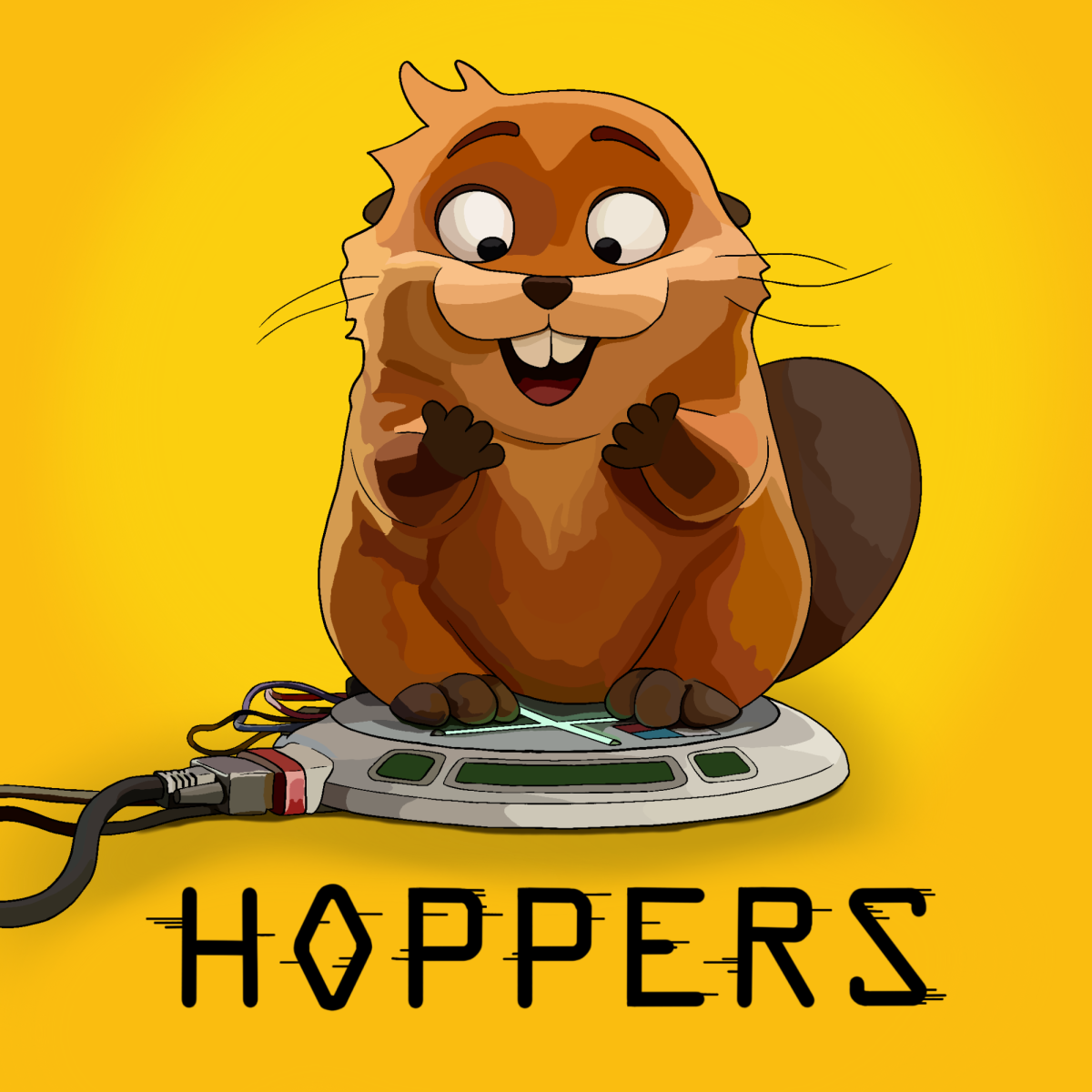 Beaver Mabel jumps onto the brain link device, switching the “hopper” technology off. She giddily waits to be transformed into her human form again, ready to jump into action.