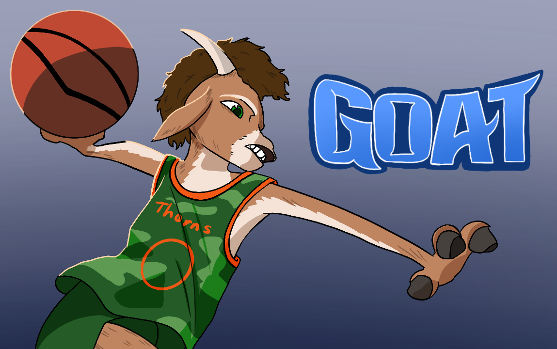 With a mighty leap, Will Harris dunks the ball. His buzzer-beater earns him the game and reaffirms his title of the "GOAT."